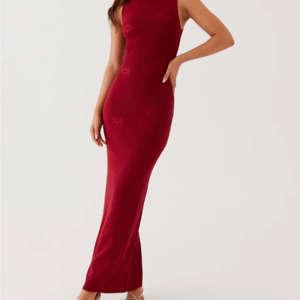NWT Peppermayo Red knit floral Maxi Dress